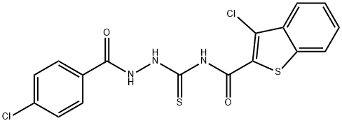 Benzoic acid, 4-chloro-, 2-[[[(3-chlorobenzo[b]thien-2-yl)carbonyl]amino]thioxomethyl]hydrazide (9CI),593239-99-7,结构式