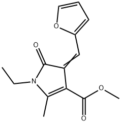 1H-Pyrrole-3-carboxylicacid,1-ethyl-4-(2-furanylmethylene)-4,5-dihydro-2-methyl-5-oxo-,methylester(9CI) 化学構造式