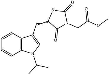 3-Thiazolidineaceticacid,5-[[1-(1-methylethyl)-1H-indol-3-yl]methylene]-2,4-dioxo-,methylester(9CI) 化学構造式