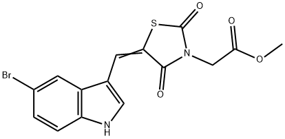 3-Thiazolidineaceticacid,5-[(5-bromo-1H-indol-3-yl)methylene]-2,4-dioxo-,methylester(9CI) 结构式