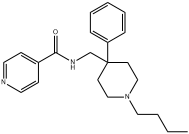 1-butyl-4-phenyl-4-isonicotinoylaminoethylpiperidine Struktur