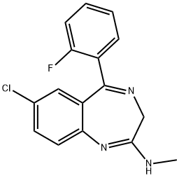 [7-CHLORO-5-(2-FLUORO-PHENYL)-3H-BENZO[E][1,4]DIAZEPIN-2-YL]-METHYL-AMINE, 59467-61-7, 结构式