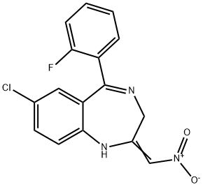7-Chloro-1,3-dihydro-5-(2-fluorophenyl)-2-nitromethyl-ene-2H-1,4-benzodiazepine Structure