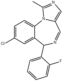 8-Chloro-6-(2-fluorophenyl)-1-methyl-6H-Imidazo[1,5-a][1,4]benzodiazepine 化学構造式