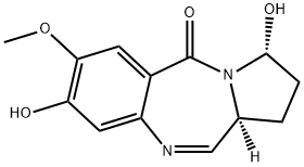 (3R)-1,2,3,11aβ-テトラヒドロ-3,8-ジヒドロキシ-7-メトキシ-5H-ピロロ[2,1-c][1,4]ベンゾジアゼピン-5-オン 化学構造式