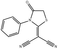 2-(4-oxo-3-phenyl-1,3-thiazolan-2-yliden)malononitrile Struktur