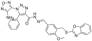 1H-1,2,3-Triazole-4-carboxylicacid,1-(4-amino-1,2,5-oxadiazol-3-yl)-5-phenyl-,[[3-[(2-benzoxazolylthio)methyl]-4-methoxyphenyl]methylene]hydrazide(9CI) Structure