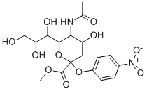 5-乙酰氨基-4-羟基-2-(4-硝基 - 苯氧基)-6-(1,2,3-三羟基 - 丙基) - 四氢 - 吡喃-2-甲酸甲酯, 59694-35-8, 结构式