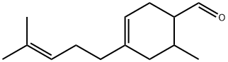 6-methyl-4-(4-methyl-3-pentenyl)cyclohex-3-ene-1-carbaldehyde Struktur