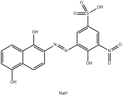sodium 3-[(1,5-dihydroxy-2-naphthyl)azo]-4-hydroxy-5-nitrobenzenesulphonate  Struktur