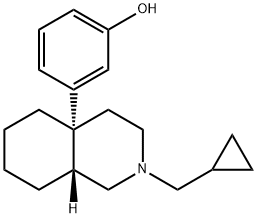 3-[[(4aR,8aα)-2-シクロプロピルメチルデカヒドロイソキノリン]-4aβ-イル]フェノール 化学構造式
