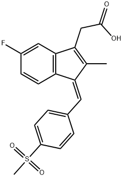 5-フルオロ-2-メチル-1-[(Z)-4-(メチルスルホニル)ベンジリデン]-1H-インデン-3-酢酸 化学構造式