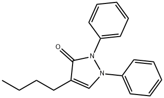 4-ブチル-1,2-ジフェニル-3-ピラゾリン-5-オン 化学構造式