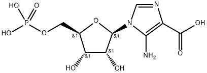 5-アミノ-1-(5-O-ホスホノ-β-D-リボフラノシル)-1H-イミダゾール-4-カルボン酸 化学構造式