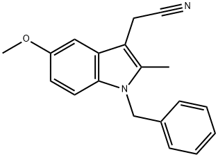 2-(1-benzyl-5-methoxy-2-methyl-indol-3-yl)acetonitrile Struktur