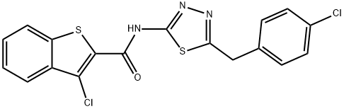 Benzo[b]thiophene-2-carboxamide, 3-chloro-N-[5-[(4-chlorophenyl)methyl]-1,3,4-thiadiazol-2-yl]- (9CI) Structure