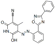 1,2-dihydro-6-hydroxy-4-methyl-2-oxo-5-[[2-(3-phenyl-1,2,4-oxadiazol-5-yl)phenyl]azo]nicotinonitrile Struktur