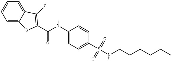 Benzo[b]thiophene-2-carboxamide, 3-chloro-N-[4-[(hexylamino)sulfonyl]phenyl]- (9CI),600640-88-8,结构式