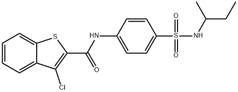 Benzo[b]thiophene-2-carboxamide, 3-chloro-N-[4-[[(1-methylpropyl)amino]sulfonyl]phenyl]- (9CI),600640-89-9,结构式