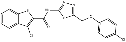 Benzo[b]thiophene-2-carboxamide, 3-chloro-N-[5-[(4-chlorophenoxy)methyl]-1,3,4-thiadiazol-2-yl]- (9CI),600640-90-2,结构式