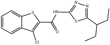 Benzo[b]thiophene-2-carboxamide, 3-chloro-N-[5-(1-ethylpropyl)-1,3,4-thiadiazol-2-yl]- (9CI),600640-93-5,结构式