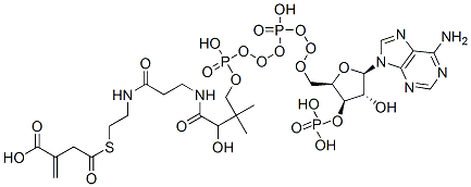 4-{[2-(3-{3-[({[({[(2R,3S,4R,5R)-5-(6-アミノ-9H-プリン-9-イル)-4-ヒドロキシ-3-(ホスホノオキシ)オキソラン-2-イル]メトキシ}(ヒドロキシ)ホスホリル)オキシ](ヒドロキシ)ホスホリル}オキシ)メチル]-2-ヒドロキシ-3-メチルブタンアミド}プロパンアミド)エチル]スルファニル}-2-メチリデン-4-オキソブタン酸 化学構造式