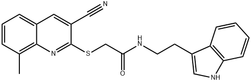 Acetamide, 2-[(3-cyano-8-methyl-2-quinolinyl)thio]-N-[2-(1H-indol-3-yl)ethyl]- (9CI) Structure