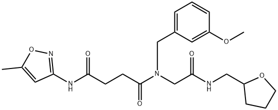 Butanediamide, N-[(3-methoxyphenyl)methyl]-N-(5-methyl-3-isoxazolyl)-N-[2-oxo-2-[[(tetrahydro-2-furanyl)methyl]amino]ethyl]- (9CI) 化学構造式