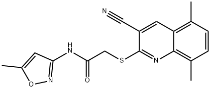 Acetamide, 2-[(3-cyano-5,8-dimethyl-2-quinolinyl)thio]-N-(5-methyl-3-isoxazolyl)- (9CI) Structure