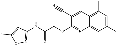 Acetamide, 2-[(3-cyano-5,7-dimethyl-2-quinolinyl)thio]-N-(5-methyl-3-isoxazolyl)- (9CI) Structure
