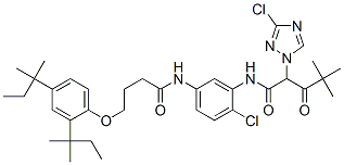 N-[5-[[4-[2,4-bis(tert-pentyl)phenoxy]-1-oxobutyl]amino]-2-chlorophenyl]-3-chloro-alpha-(2,2-dimethylpropionyl)-1H-1,2,4-triazol-1-acetamide,60233-31-0,结构式