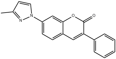 7-(3-甲基-1H-吡唑-1-基)-3-苯基-2-苯并吡喃酮,6025-18-9,结构式