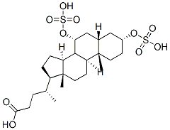 (4R)-4-[(3R,5S,7R,9S,10S,13R,14S,17R)-10,13-dimethyl-3,7-disulfooxy-2,3,4,5,6,7,8,9,11,12,14,15,16,17-tetradecahydro-1H-cyclopenta[a]phenanthren-17-yl]pentanoic acid 化学構造式