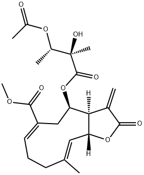 (3aR,4R,6E,10E,11aR)-4-[(2R,3S)-3-Acetoxy-2-hydroxy-2-methyl-1-oxobutoxy]-2,3,3a,4,5,8,9,11a-octahydro-10-methyl-3-methylene-2-oxocyclodeca[b]furan-6-carboxylic acid methyl ester Structure