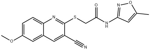 Acetamide, 2-[(3-cyano-6-methoxy-2-quinolinyl)thio]-N-(5-methyl-3-isoxazolyl)- (9CI) Structure
