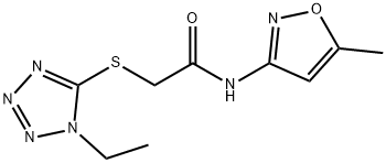 Acetamide, 2-[(1-ethyl-1H-tetrazol-5-yl)thio]-N-(5-methyl-3-isoxazolyl)- (9CI) Struktur