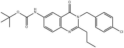 Carbamic acid, [3-[(4-chlorophenyl)methyl]-3,4-dihydro-4-oxo-2-propyl-6-quinazolinyl]-, 1,1-dimethylethyl ester (9CI) Struktur