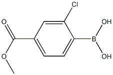 2-クロロ-4-(メトキシカルボニル)フェニルボロン酸 化学構造式