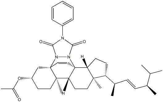 (4aS,6S,8aR,8bR,10aR,11R,13aR,13bS)-6-(Acetyloxy)-5,6,7,8,8a,8b,10,10a,11,12,13,13a-dodecahydro-8a,10a-diMethyl-2-phenyl-11-[(1R,2E,4R)-1,4,5-triMethyl-2-hexen-1-yl]-4a,13b-etheno-1H,9H-benzo[c]cyclopenta[h][1,2,4]triazolo[1,2-a]cinnoline-1,3(2H)-dione,60324-76-7,结构式