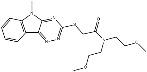 Acetamide, N,N-bis(2-methoxyethyl)-2-[(5-methyl-5H-1,2,4-triazino[5,6-b]indol-3-yl)thio]- (9CI) 化学構造式