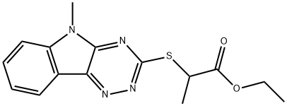 Propanoic acid, 2-[(5-methyl-5H-1,2,4-triazino[5,6-b]indol-3-yl)thio]-, ethyl ester (9CI) Struktur