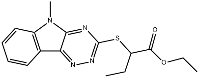 Butanoic acid, 2-[(5-methyl-5H-1,2,4-triazino[5,6-b]indol-3-yl)thio]-, ethyl ester (9CI) Struktur