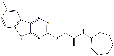 Acetamide, N-cycloheptyl-2-[(8-methyl-2H-1,2,4-triazino[5,6-b]indol-3-yl)thio]- (9CI) Structure