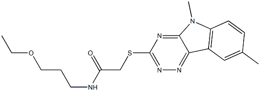 Acetamide, 2-[(5,8-dimethyl-5H-1,2,4-triazino[5,6-b]indol-3-yl)thio]-N-(3-ethoxypropyl)- (9CI) Structure