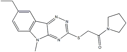 Pyrrolidine, 1-[[(8-ethyl-5-methyl-5H-1,2,4-triazino[5,6-b]indol-3-yl)thio]acetyl]- (9CI)|