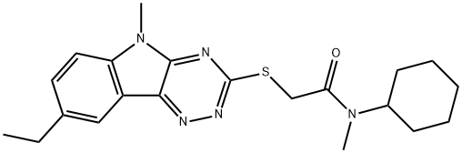 603946-73-2 Acetamide, N-cyclohexyl-2-[(8-ethyl-5-methyl-5H-1,2,4-triazino[5,6-b]indol-3-yl)thio]-N-methyl- (9CI)