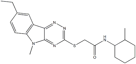 Acetamide, 2-[(8-ethyl-5-methyl-5H-1,2,4-triazino[5,6-b]indol-3-yl)thio]-N-(2-methylcyclohexyl)- (9CI),603946-74-3,结构式