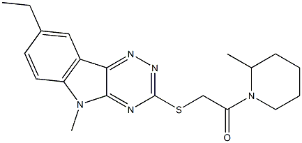 Piperidine, 1-[[(8-ethyl-5-methyl-5H-1,2,4-triazino[5,6-b]indol-3-yl)thio]acetyl]-2-methyl- (9CI) Structure