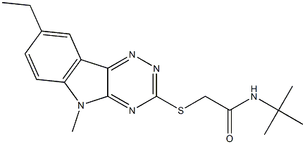 Acetamide, N-(1,1-dimethylethyl)-2-[(8-ethyl-5-methyl-5H-1,2,4-triazino[5,6-b]indol-3-yl)thio]- (9CI) 化学構造式