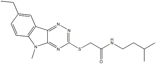 Acetamide, 2-[(8-ethyl-5-methyl-5H-1,2,4-triazino[5,6-b]indol-3-yl)thio]-N-(3-methylbutyl)- (9CI) Structure